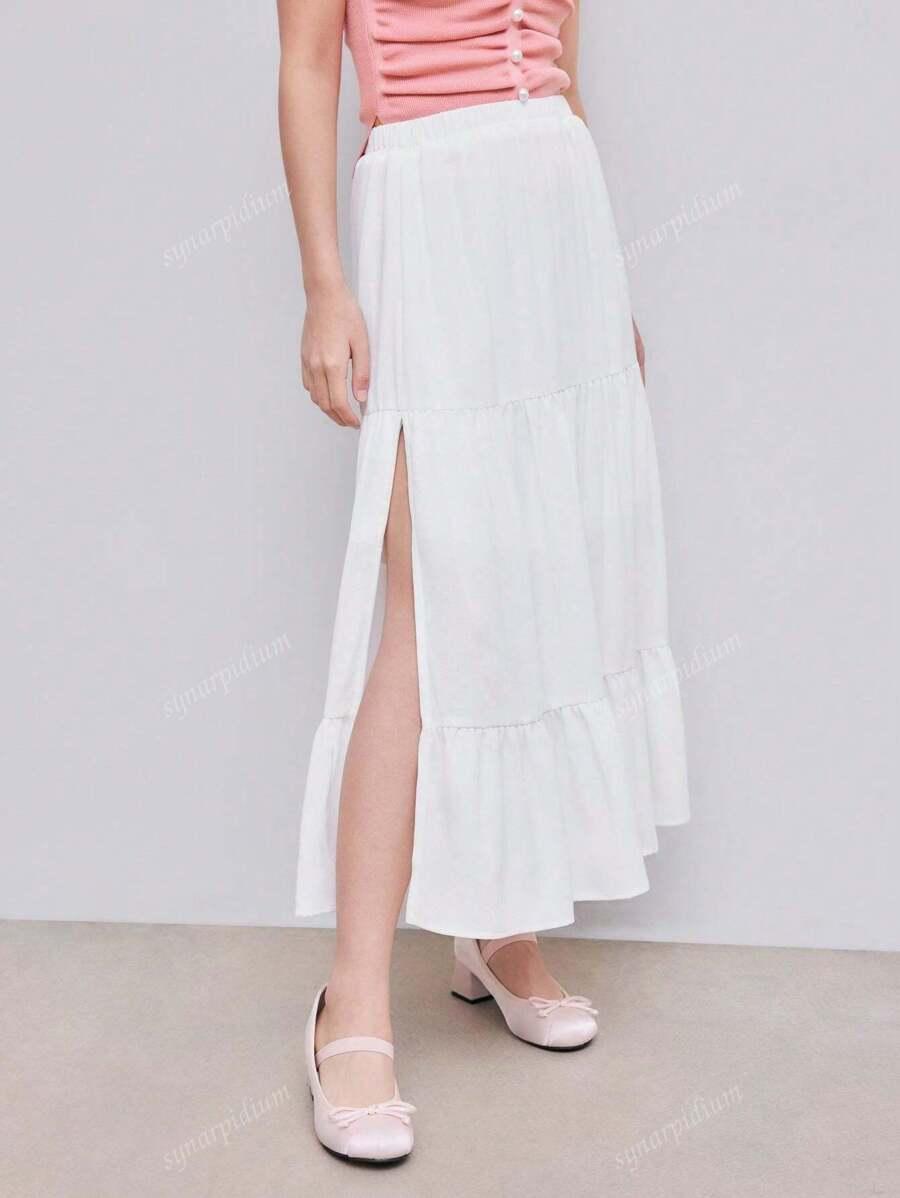 SHEIN BIAŁA SPÓDNICA ROZCIĘCIE PK01__L