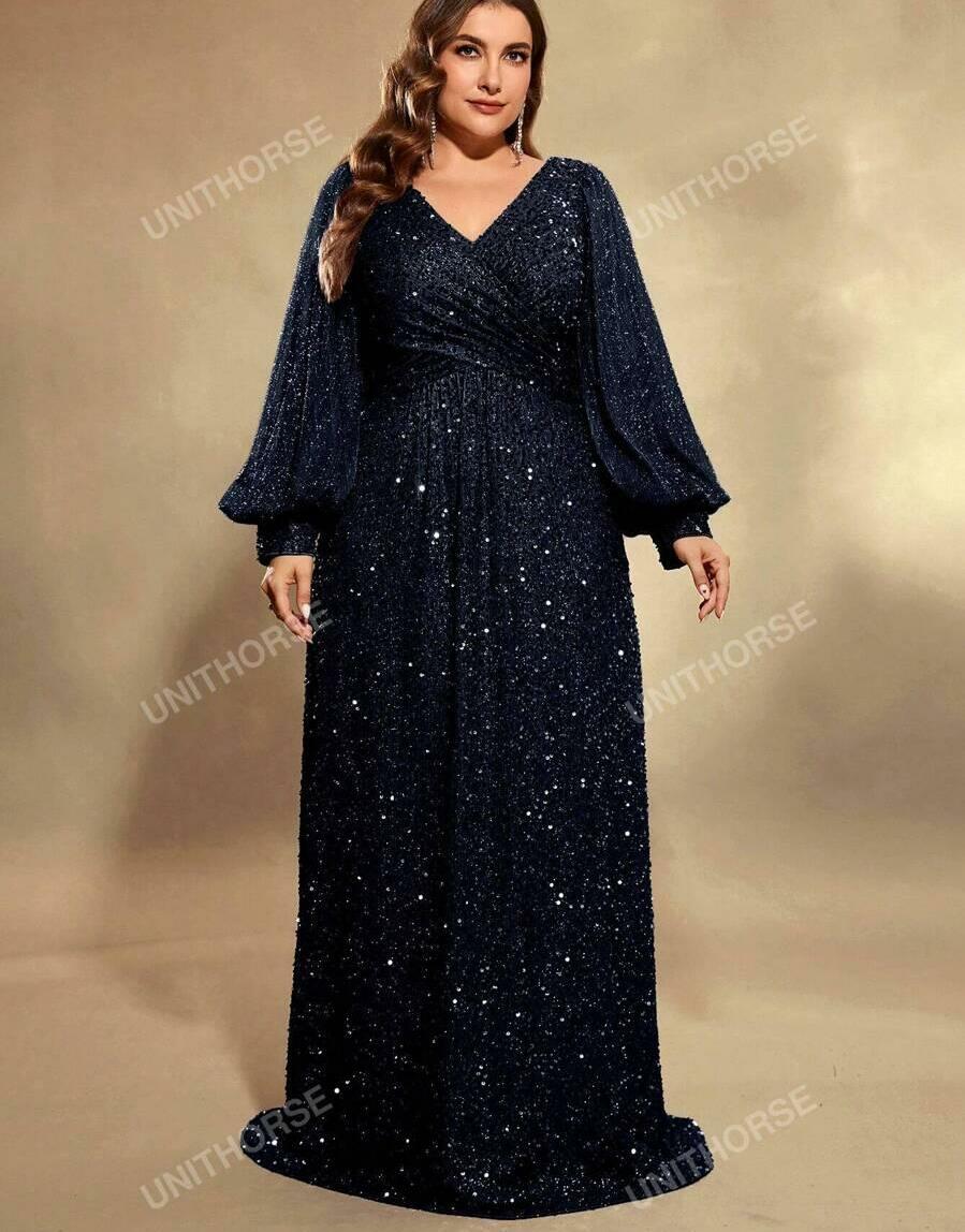 SHEIN GRANATOWA MAXI SUKIENKA CEKINY S06__50