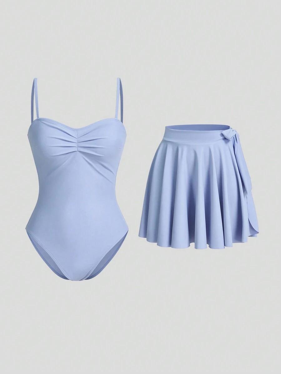 SHEIN KOMPLET JEDNOCZĘŚCIOWY STRÓJ KĄPIELOWY SPÓDNICA S09__XL
