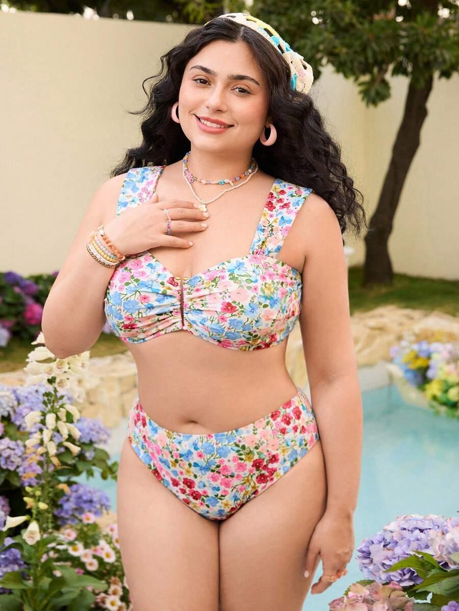 SHEIN DWUCZĘŚCIOWY STRÓJ KĄPIELOWY WZÓR KWIATY S09__46