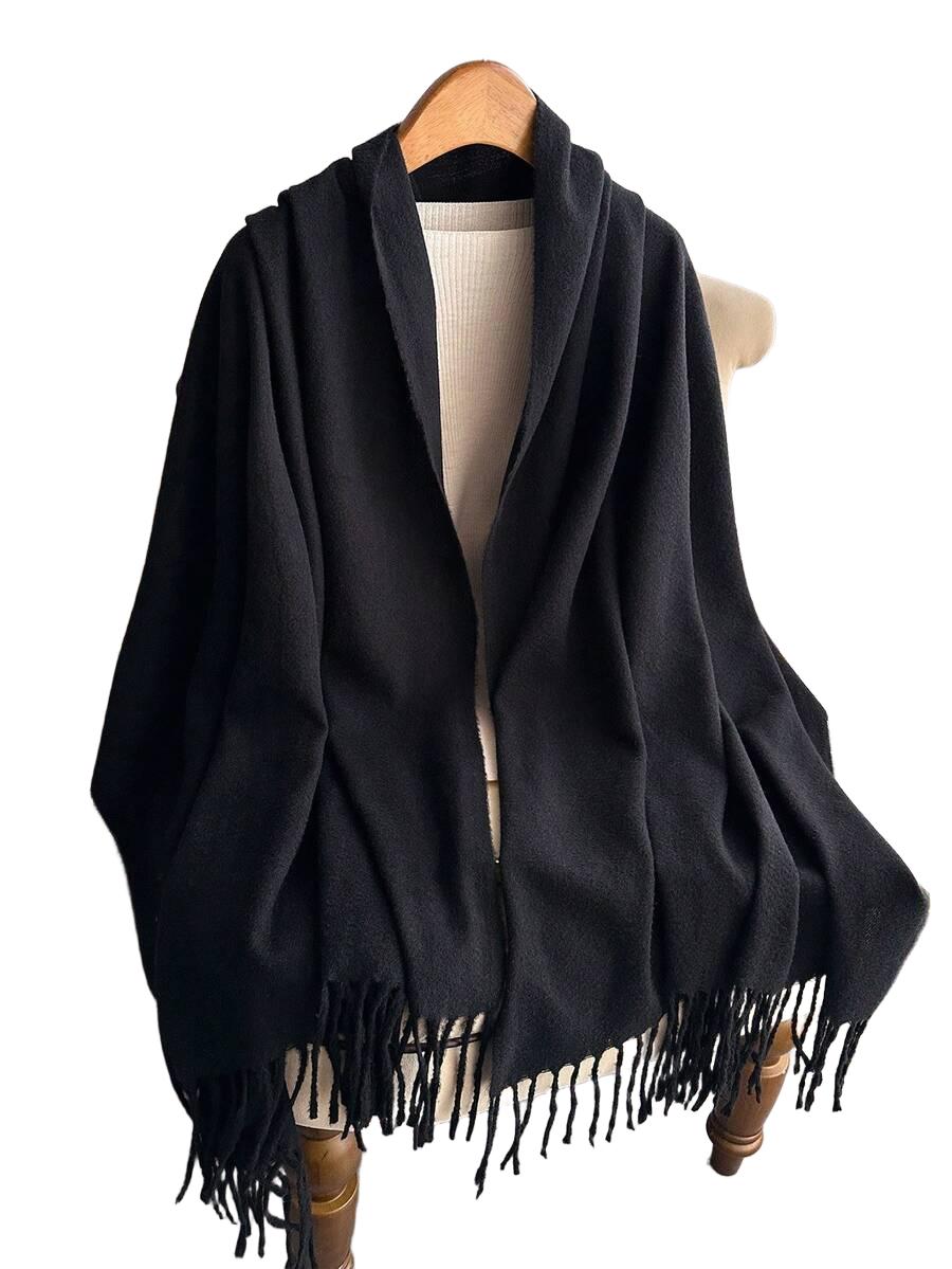 SHEIN CZARNY SZALIK FRĘDZLE S07