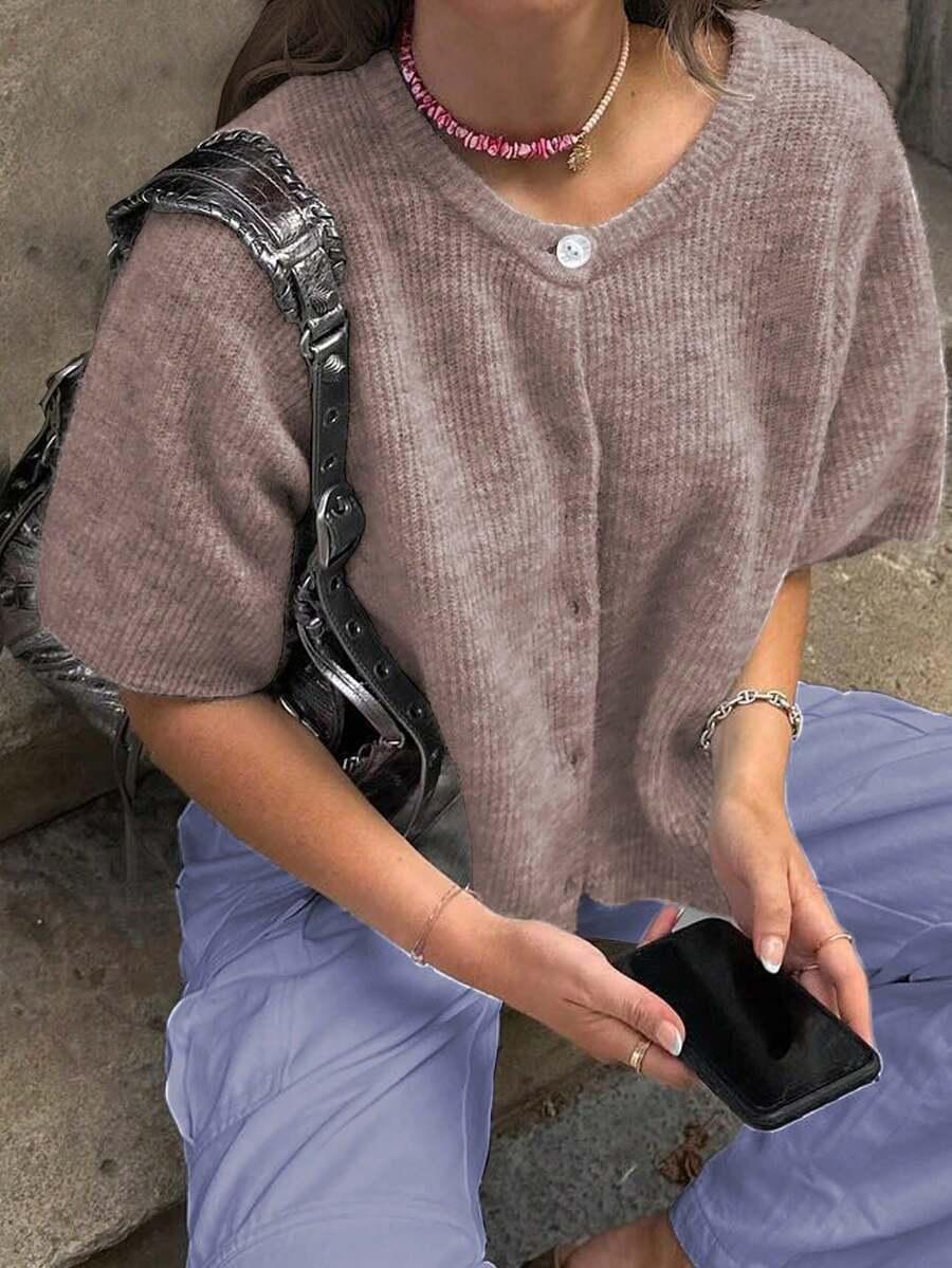 SHEIN RÓŻOWY SWETER GUZIKI S06__L