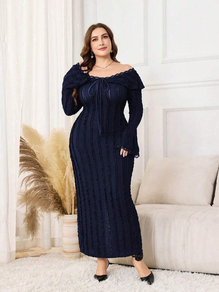 MODELYN GRANATOWA SUKIENKA MAXI DZIANINA S06__46