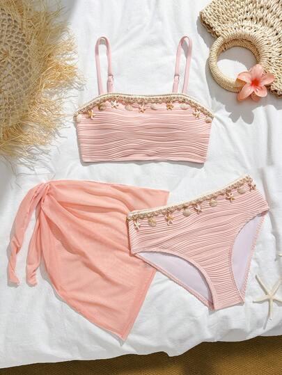 SHEIN DWUCZĘŚCIOWY STRÓJ KĄPIELOWY PAREO S09__122/128