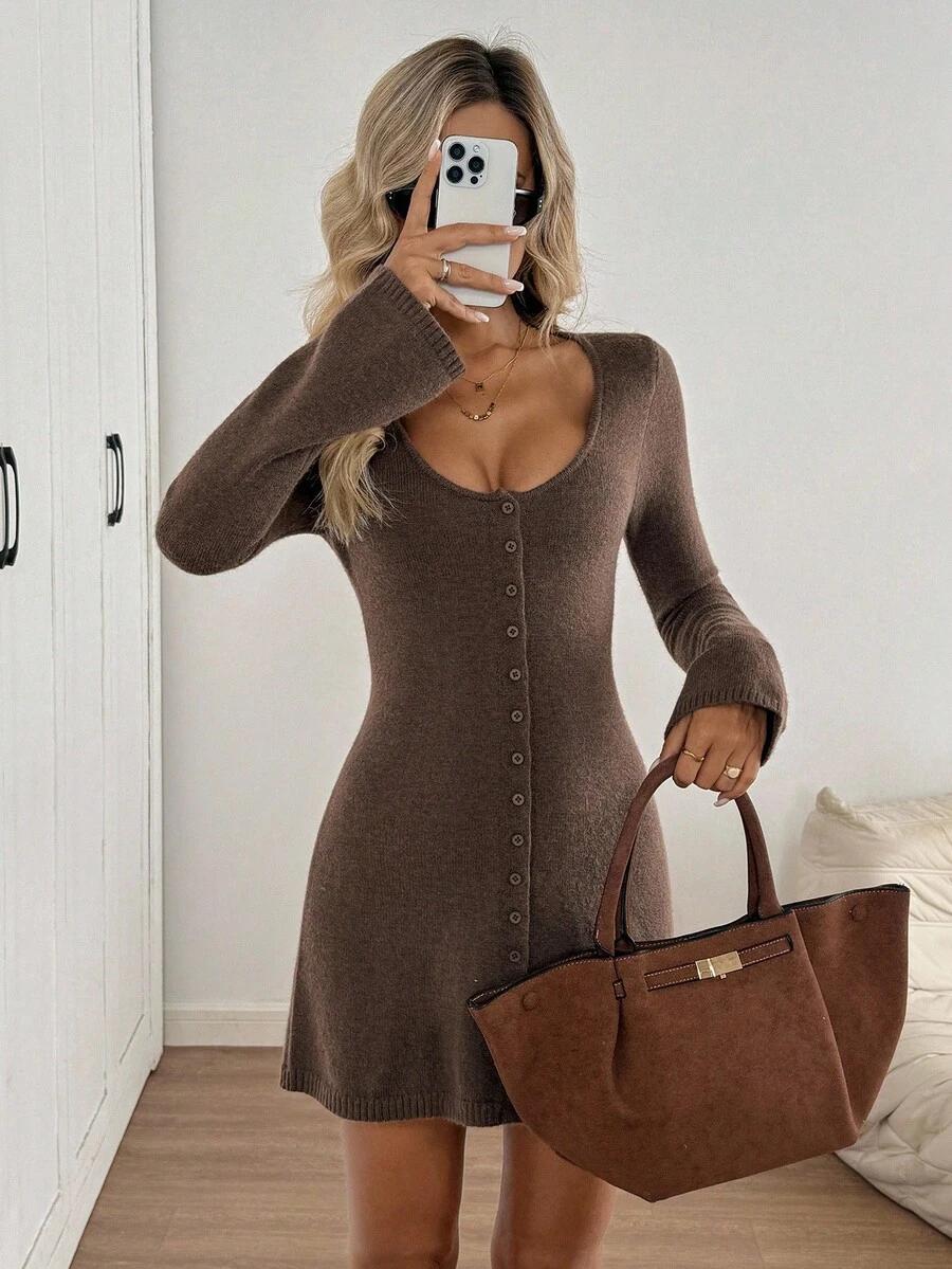 SHEIN BRĄZOWA MINI SUKIENKA S06__XS