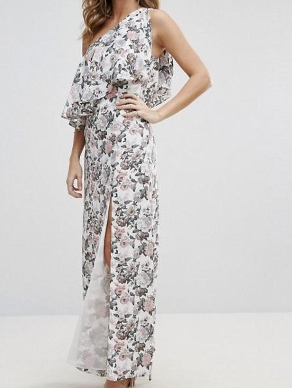MILLIE MACKINTOSH MAXI SUKIENKA KWIATY ROZCIĘCIE FALBANA PK01__L