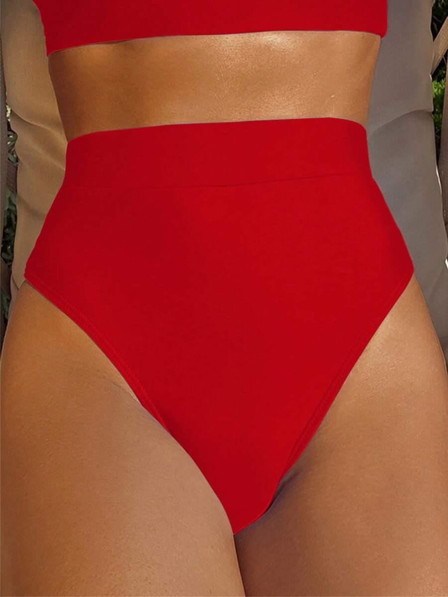 SHEIN CZERWONY DÓŁ OD BIKINI S09__M