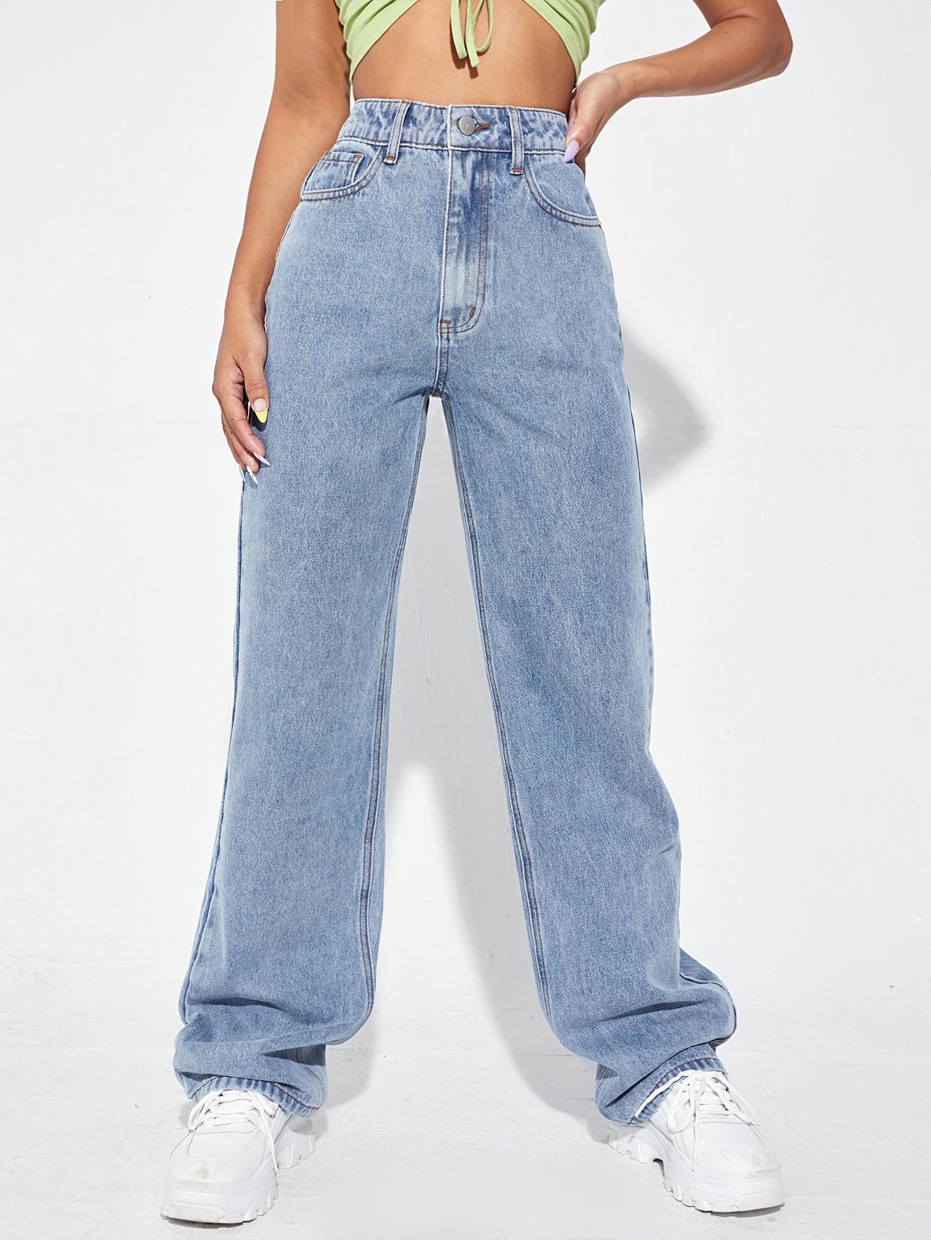 SHEIN JEANSOWE SPODNIE WYSOKI STAN PK01__XS