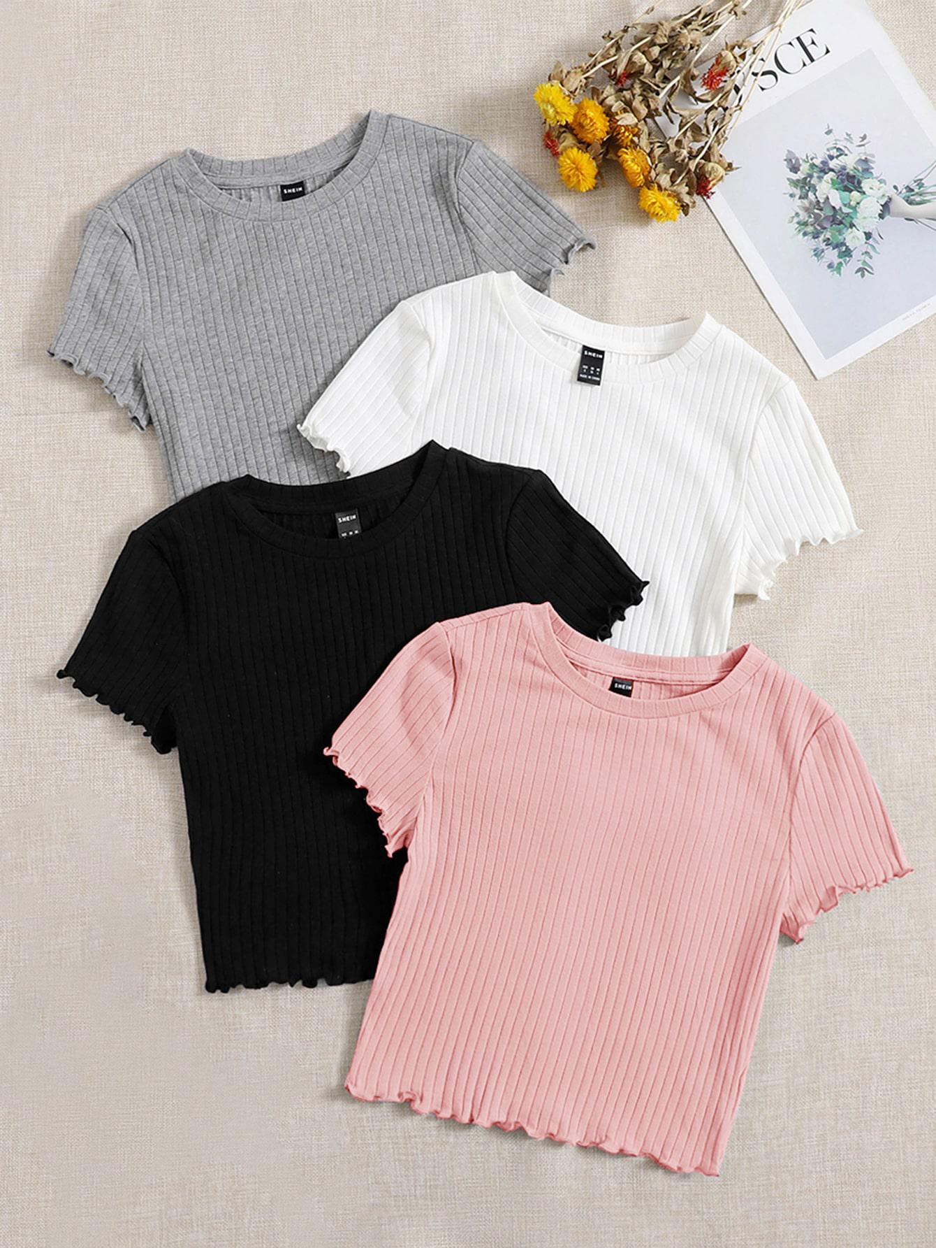 SHEIN PRĄŻKOWANY TOP 3-PACK S06__M