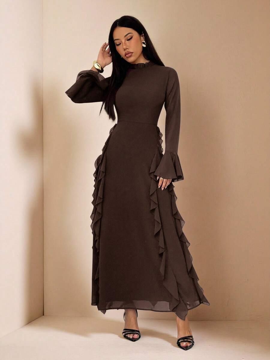 SHEIN BRĄZOWA MAXI SUKIENKA S06__M