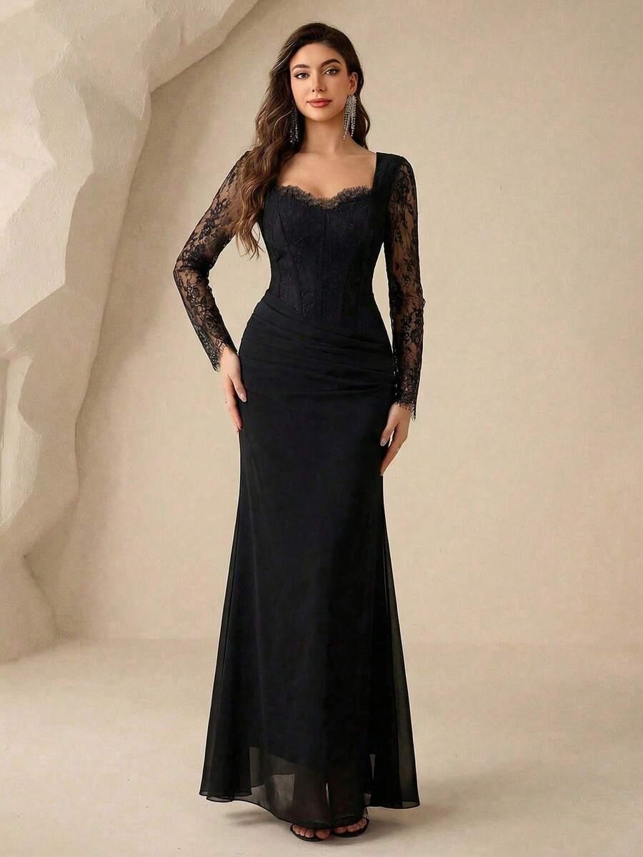 SHEIN CZARNA MAXI SUKIENKA S06__L
