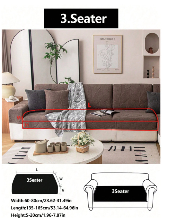 SHEIN BRĄZOWY POKROWIEC NA SOFĘ 3-OSOBOWY S07__60X135X5