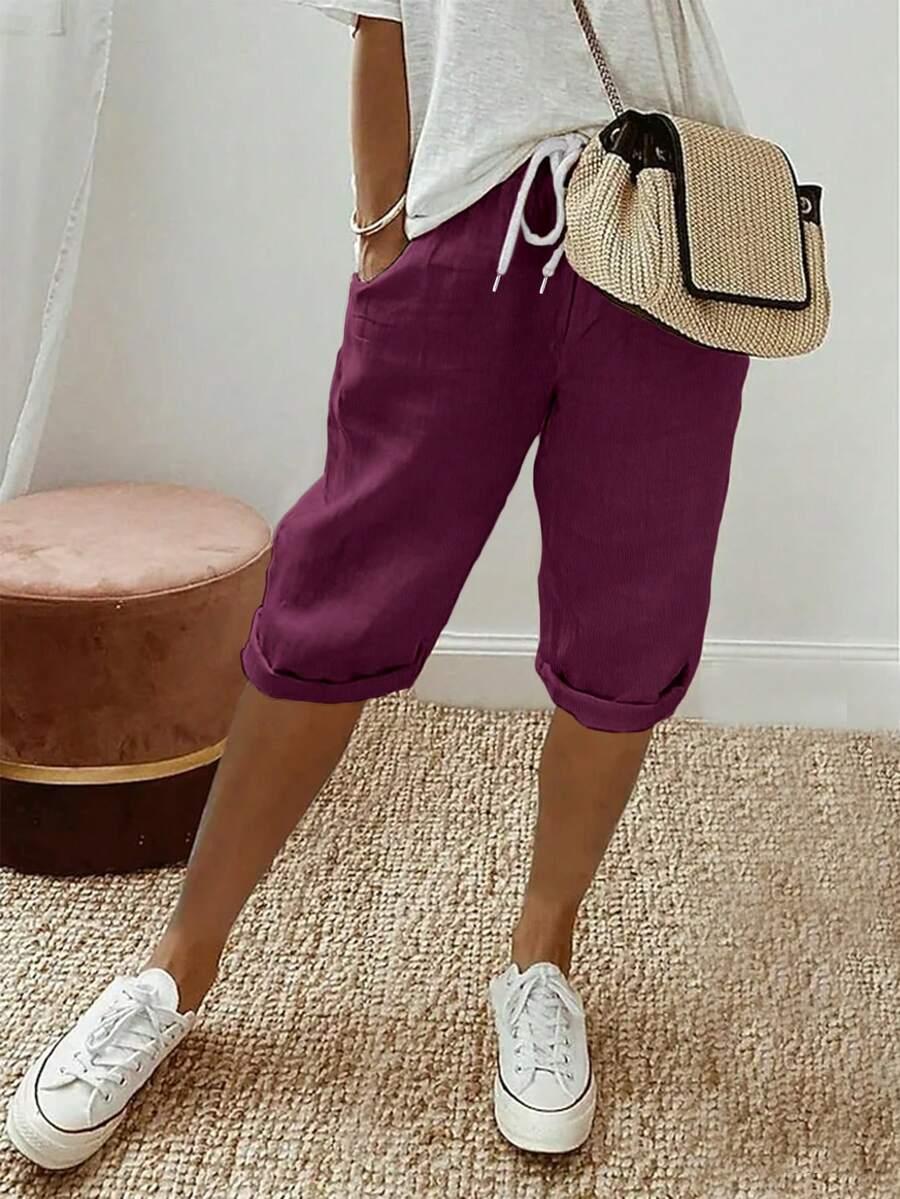 SHEIN KRÓTKIE SPODENKI WIĄZANIE KIESZENIE CASUAL PK01__L