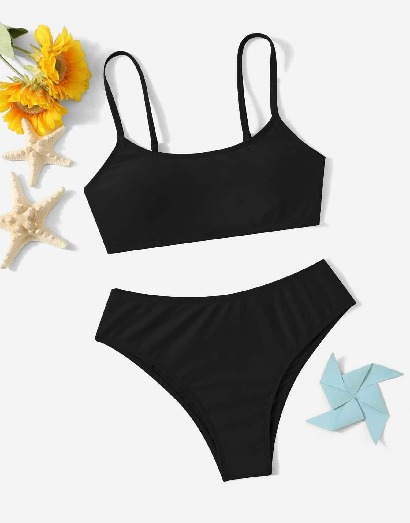 SHEIN CZARNY KOMPLET BIKINI PK01__L