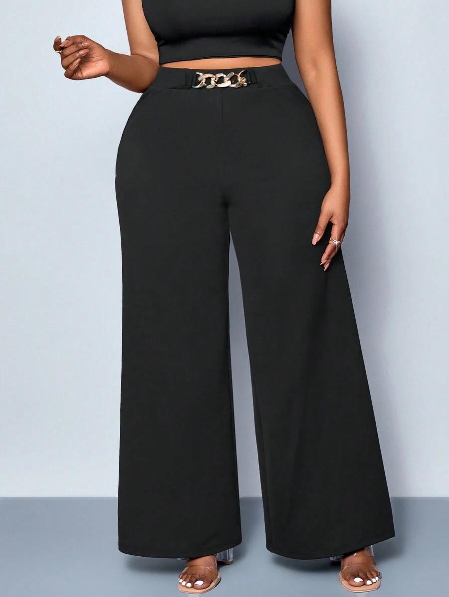 SHEIN CZARNE SPODNIE SZEROKIE NOGAWKI S06__48