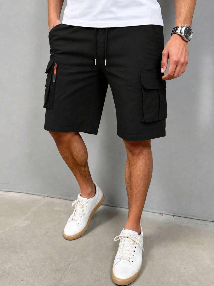 SHEIN CZARNE SPODENKI KIESZENIE S06__L