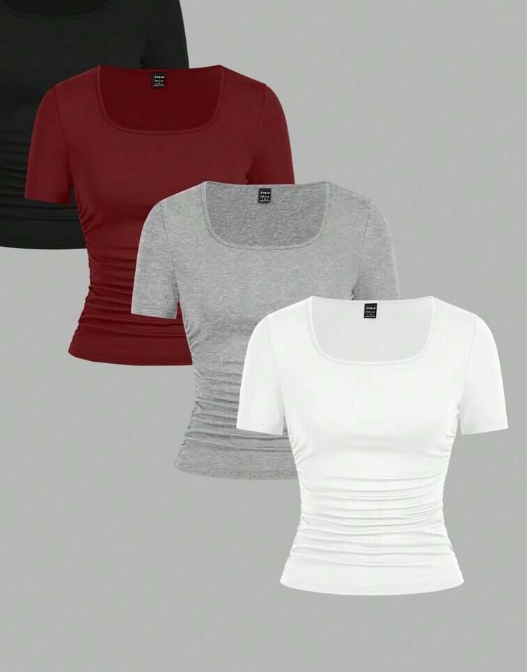 SHEIN T-SHIRT OKRĄGŁY DEKOLT 3-PACK S06__XL