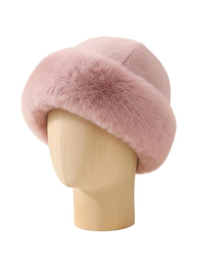 SHEIN RÓŻOWA CZAPKA SZTUCZNE FUTRO W01__45-50