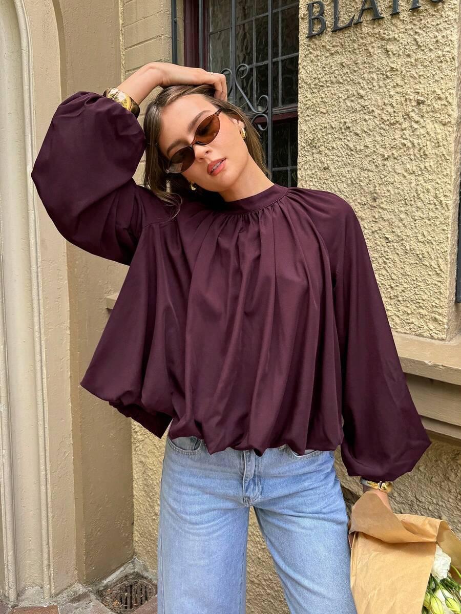 SHEIN BORDOWA BLUZKA WIĄZANIE S06__S