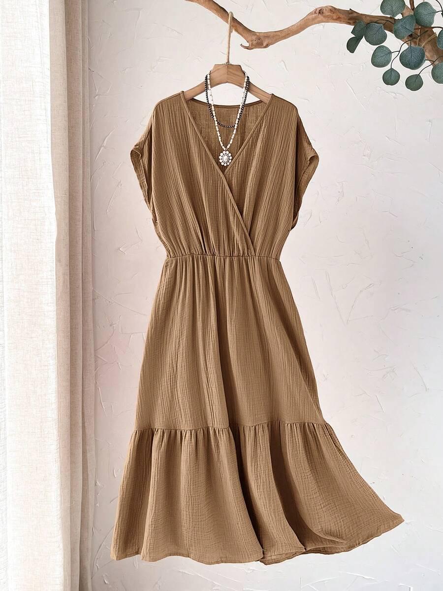 SHEIN BEŻOWA MIDI SUKIENKA S06__48