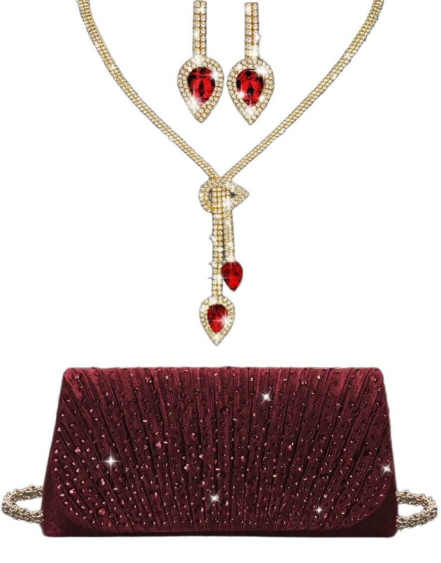 SHEIN ZESTAW TOREBKA KOPERTÓWKA NASZYJNIK KOLCZYKI S07__20,3X5X9,6CM