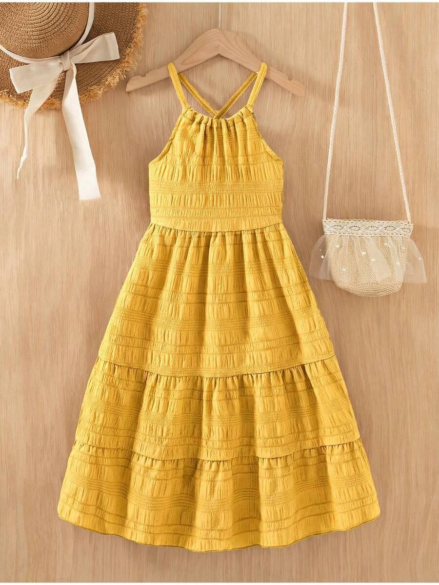 SHEIN ŻÓŁTA SUKIENKA KOKARDA S06__110/116