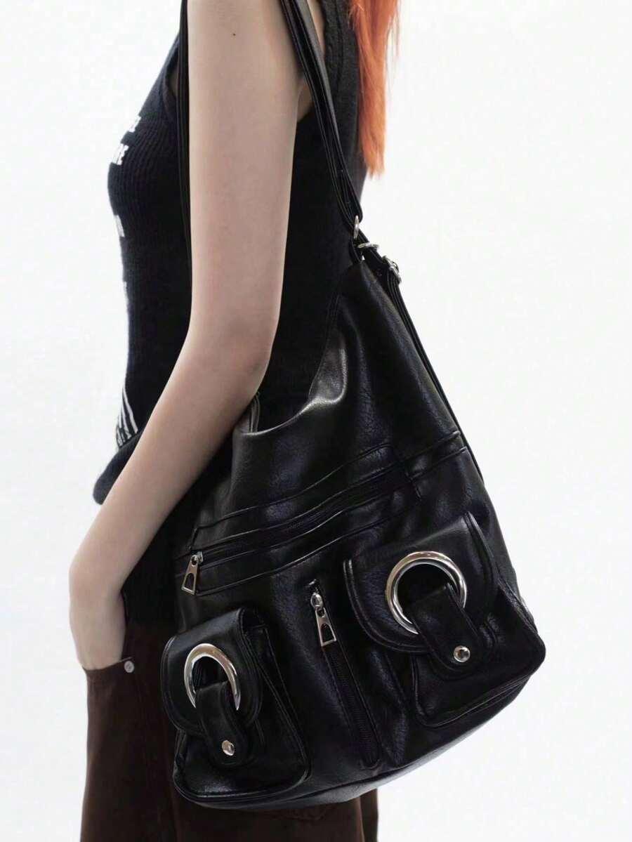 SHEIN CZARNA TOREBKA PLECAK 2W1 IMITACJA SKÓRY S07__35X30CM