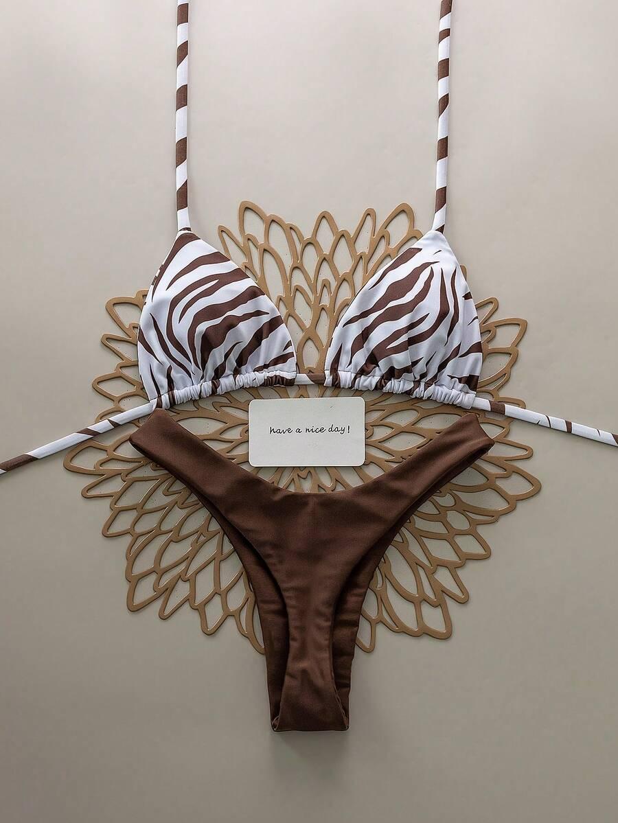 SHEIN DWUCZĘŚCIOWY STRÓJ KĄPIELOWY ANIMAL PRINT S09__L