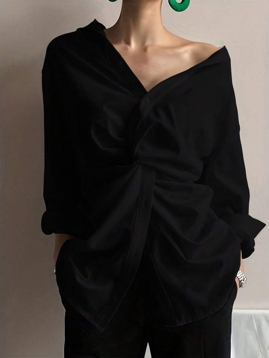 SHEIN CZARNA KOSZULA GUZIKI S06__L