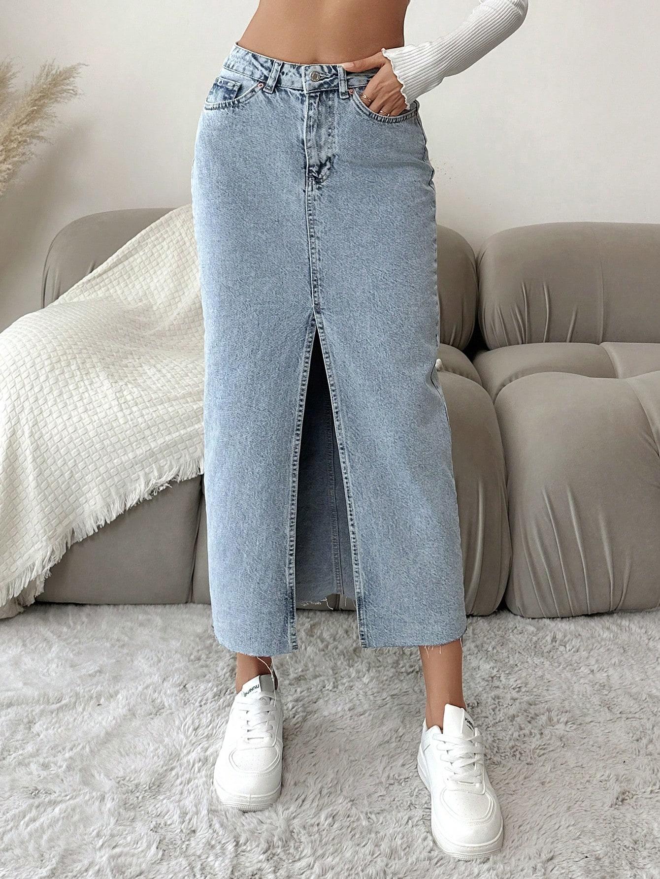 SHEIN SPÓDNICA JEANSOWA ROZCIĘCIE KIESZENIE ZAMEK PK01__XS