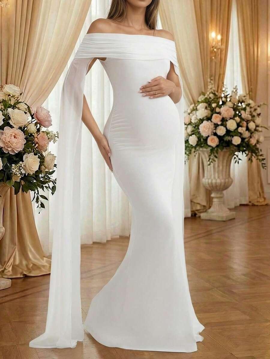 SHEIN SUKNIA ŚLUBNA ODKRYTE RAMIONA S06__L