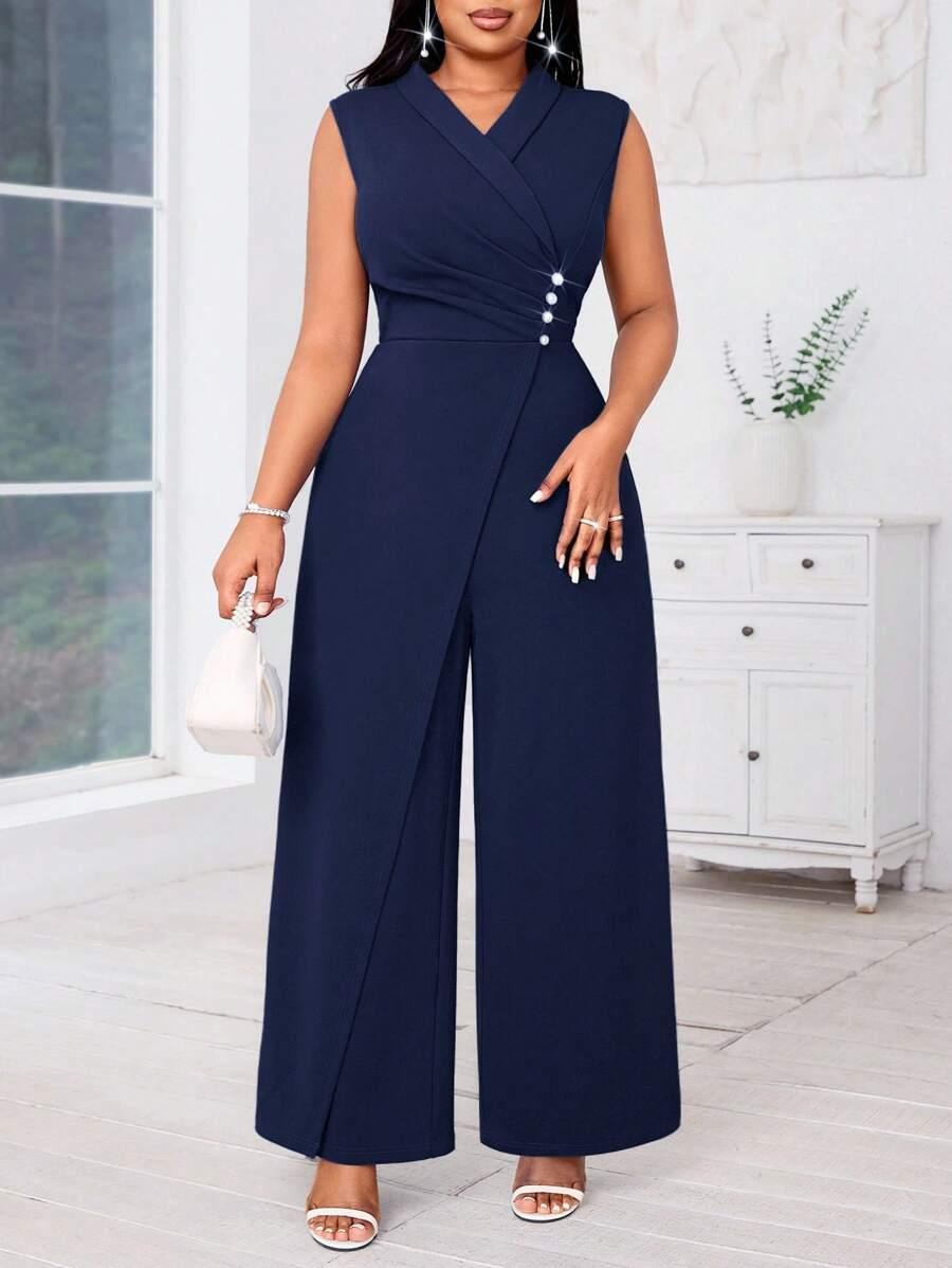 SHEIN GRANATOWY KOMBINEZON PEREŁKI S06__52