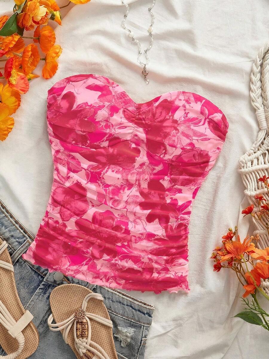 SHEIN RÓŻOWY TOP WZÓR S09__M