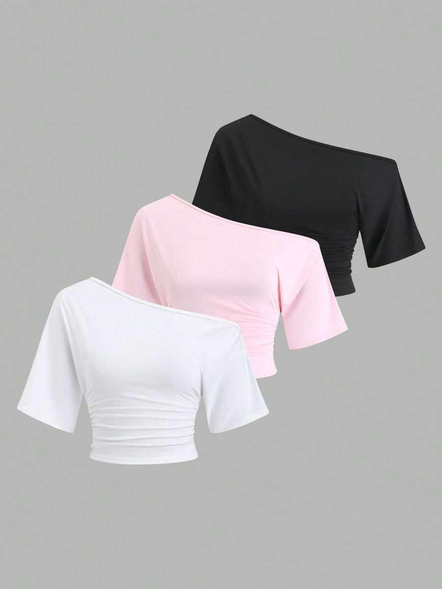SWEETRA TOP ASYMETRYCZNY DEKOLT 3-PACK S06__S