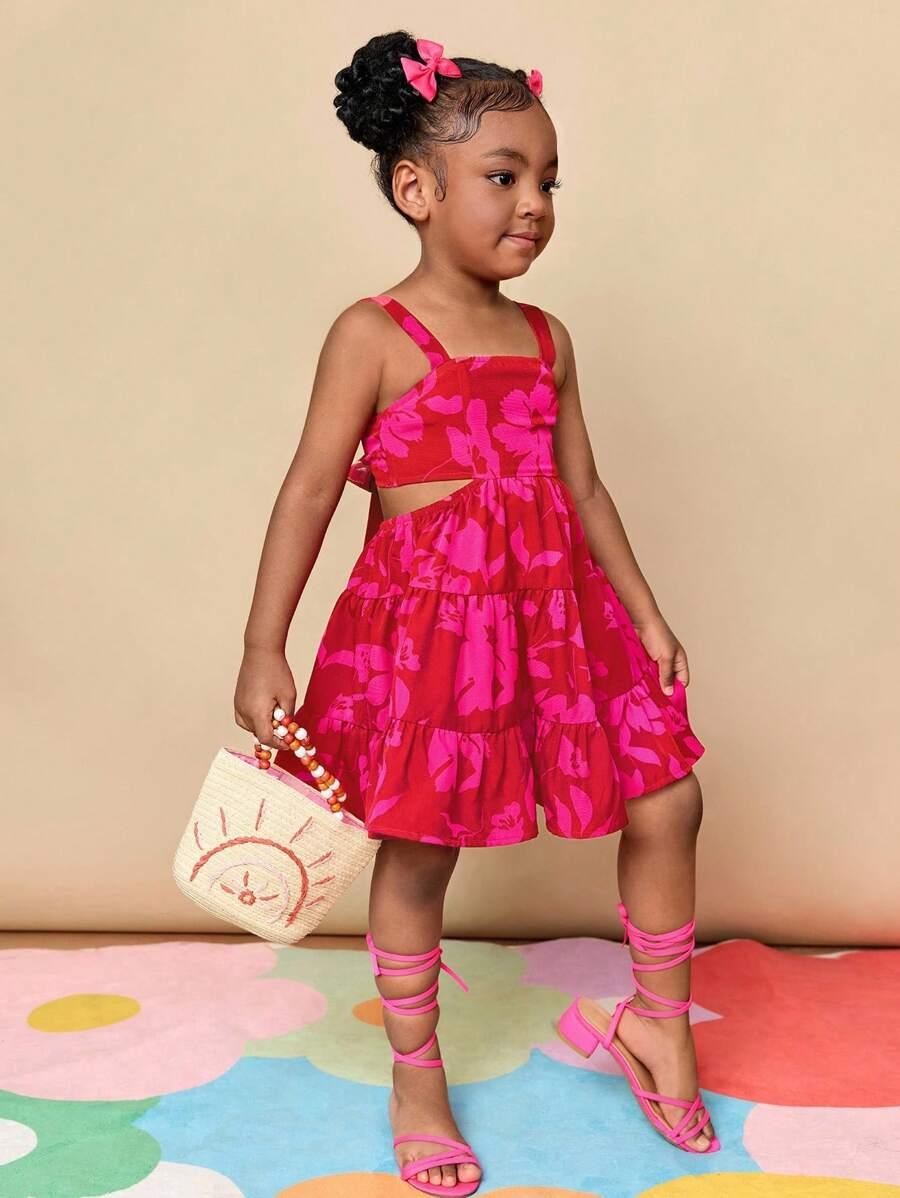 SHEIN SUKIENKA BEZ RĘKAWÓW WZÓR KWIATY S06__110-116