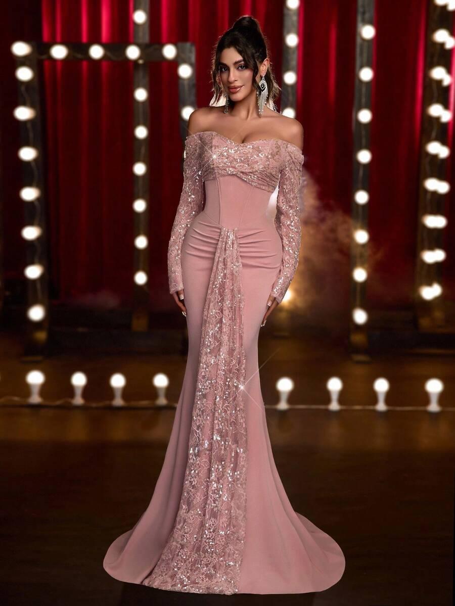 SHEIN RÓŻOWA MAXI SUKIENKA S06__S