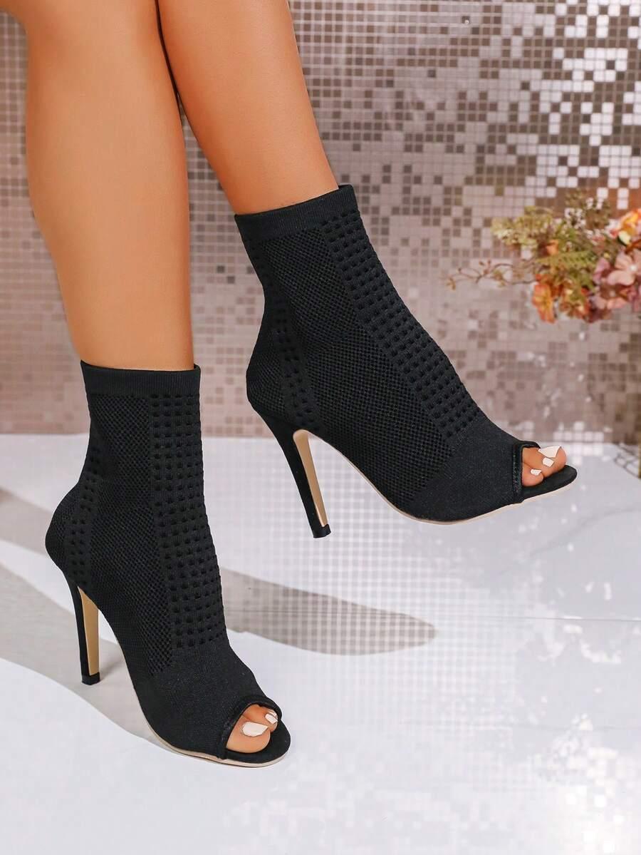 SHEIN CZARNE BOTKI WYCIĘCIE S06__39