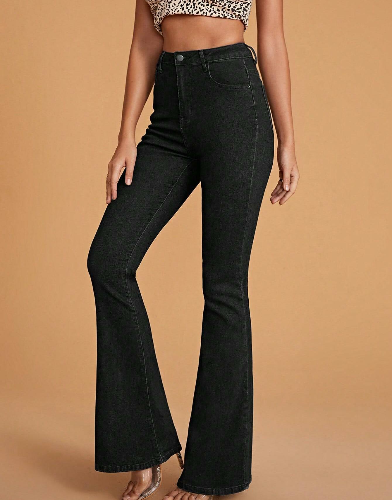 SHEIN CZARNE JEANSY DZWONY S06__S