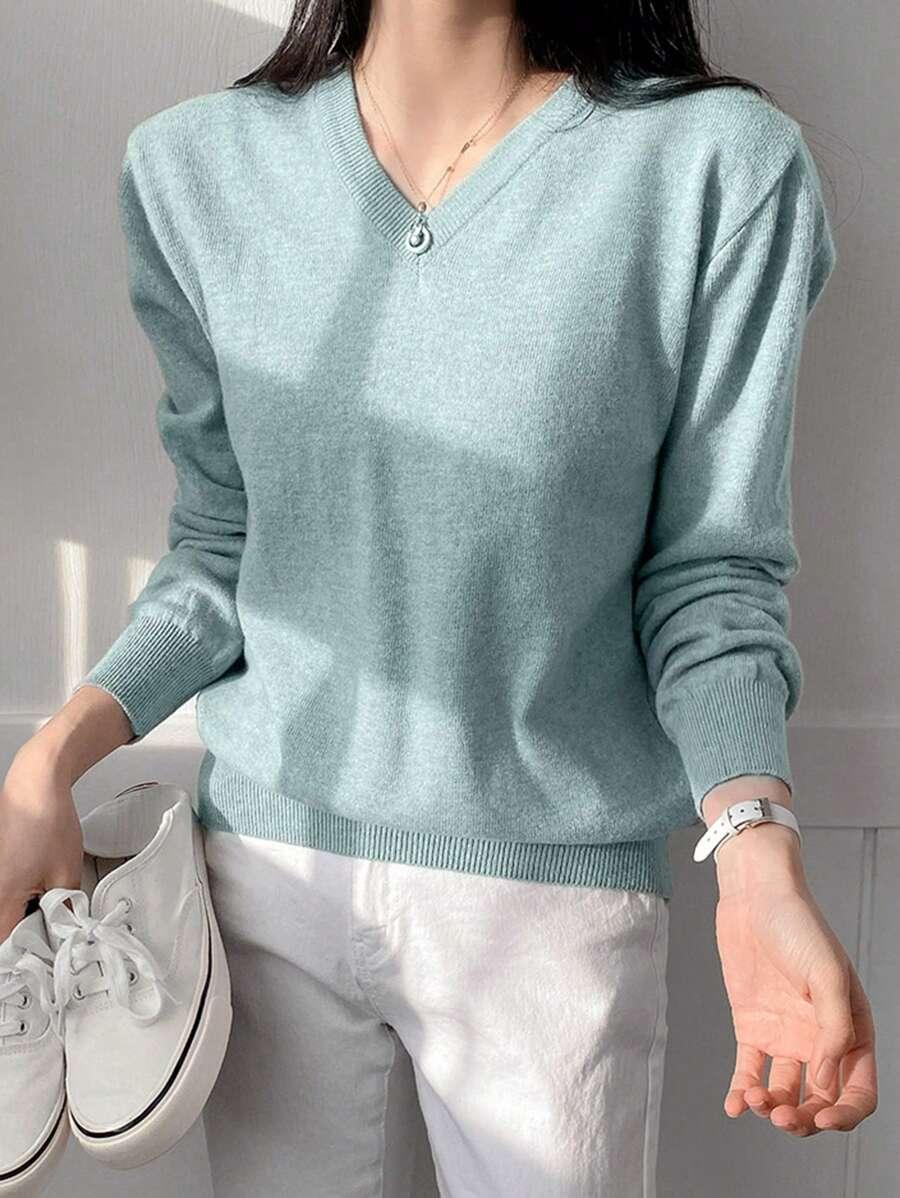 DAZY NIEBIESKI SWETER DEKOLT V S06__M
