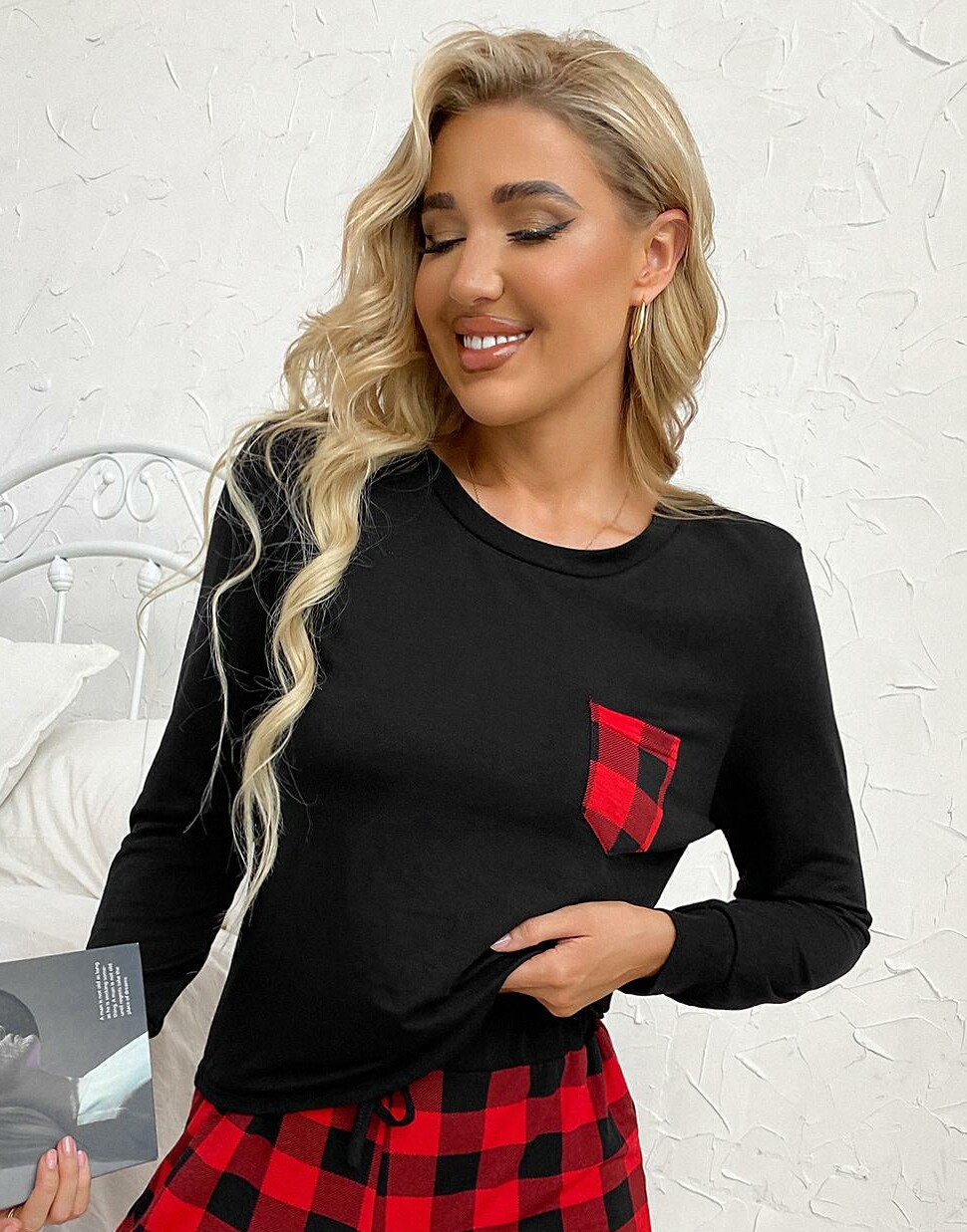 SHEIN CZARNA BLUZKA DŁUGI RĘKAW S06__S