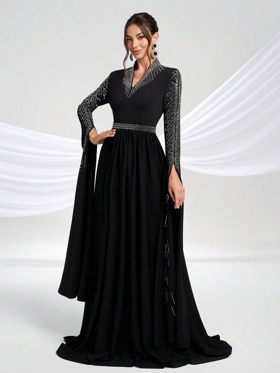 YISIKADO CZARNA MAXI SUKIENKA ZDOBIENIE S06__L