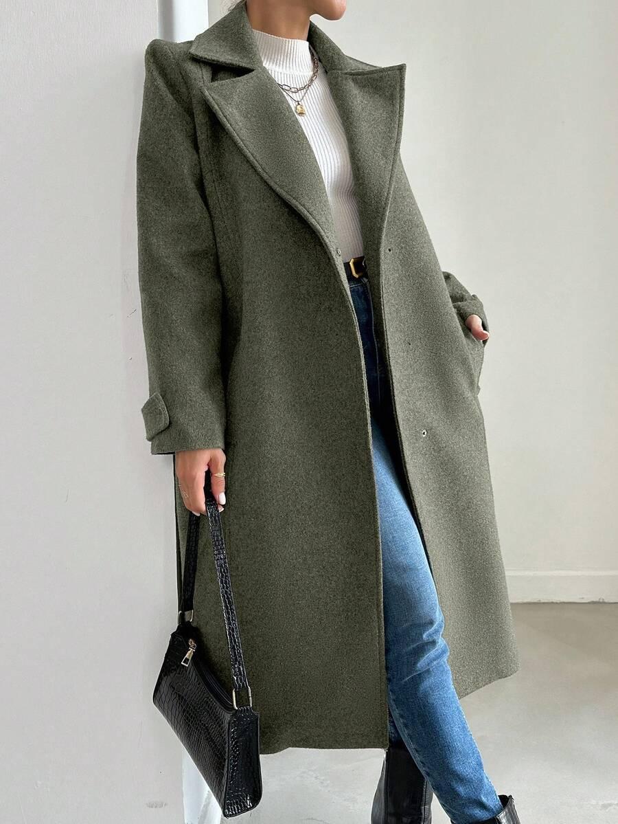 SHEIN ZIELONY KLASYCZNY PŁASZCZ W01__M