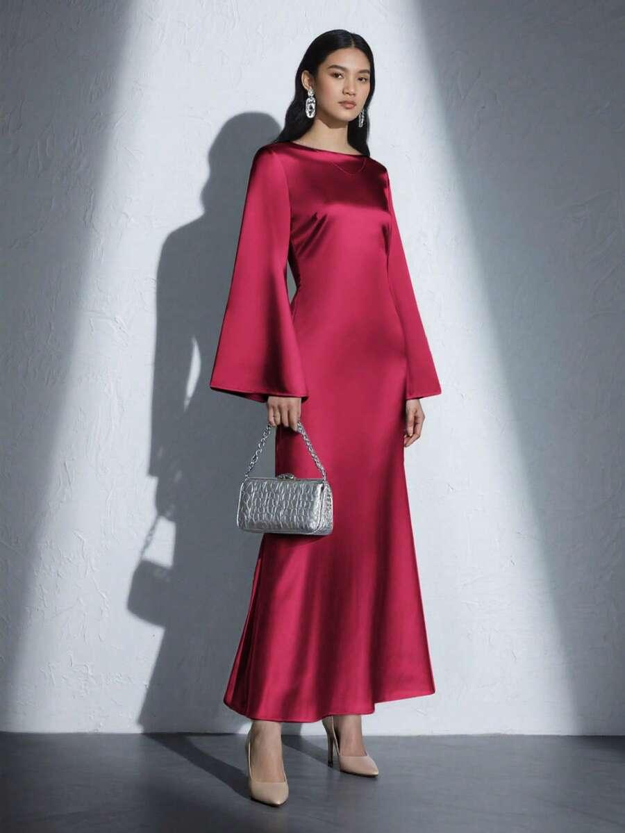 SHEIN CZERWONA MAXI SUKIENKA S06__S