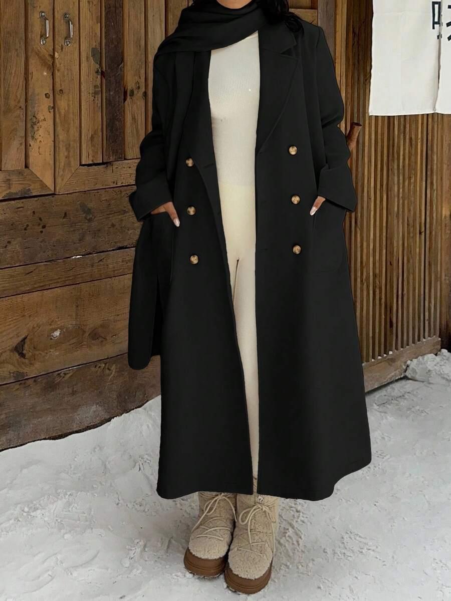SHEIN CZARNY KLASYCZNY PŁASZCZ S06__XS