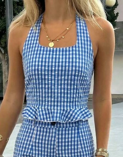 SHEIN TOP WZÓR KRATKA S06__S