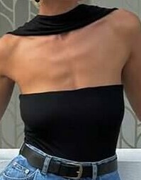 SHEIN CZARNY TOP ODKRYTE RAMIONA S09__L