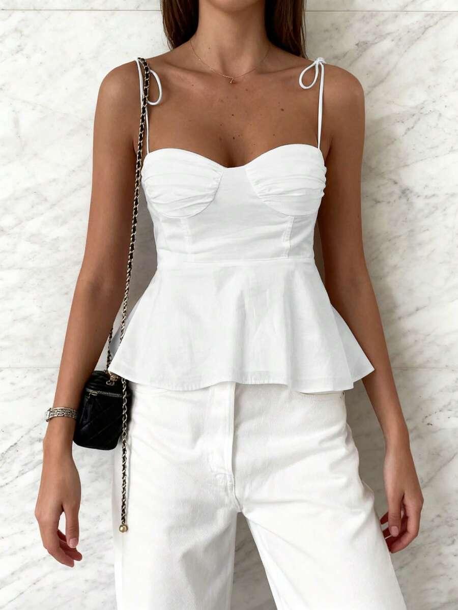 SHEIN BIAŁY TOP NA RAMIĄCZKACH S06__S