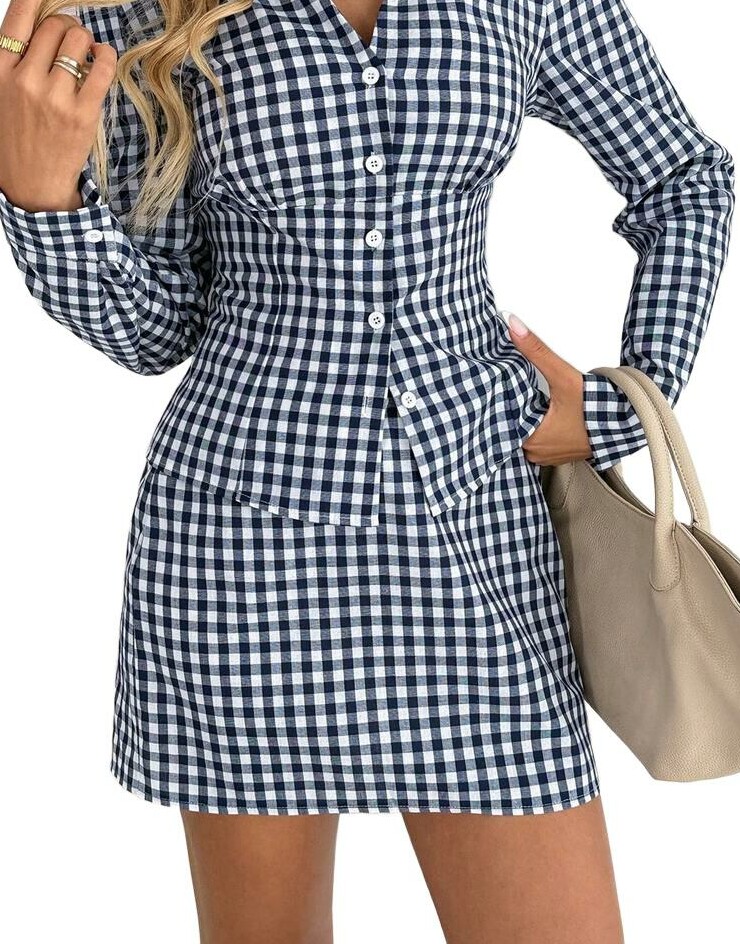 SHEIN MINI SPÓDNICA WZÓR KRATKA PK01__L