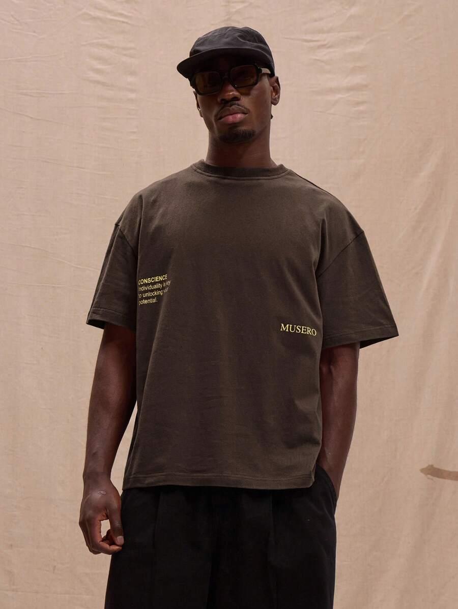 MUSERO BRĄZOWY T-SHIRT BASIC S06__L