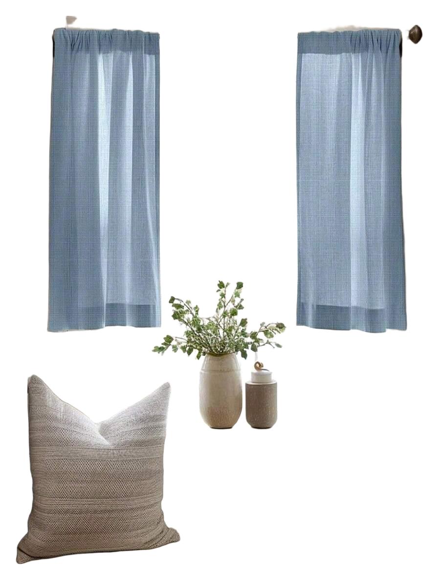 SHEIN NIEBIESKA ZASŁONA NA OKNO S07__132X241CM